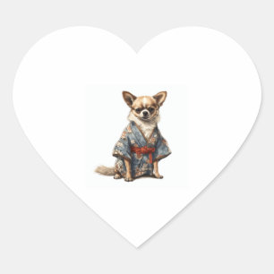 Chihuahua hond in Japanse Kimono Robe illustratie Hart Sticker