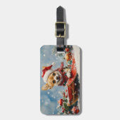 Chihuahua Hond in Sledge Laat het Sneeuw Kerstmis Bagagelabel (Voorkant verticaal)