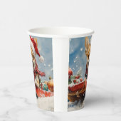 Chihuahua Hond in Sledge Laat het Sneeuw Kerstmis Papieren Bekers (Rechts)