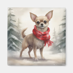 Chihuahua Hond in Sneeuw Kerstmis Magneet