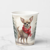 Chihuahua Hond in Sneeuw Kerstmis Papieren Bekers (Voorkant)