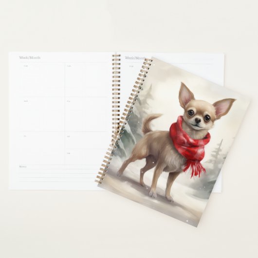 Chihuahua Hond in Sneeuw Kerstmis Planner (Display)