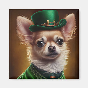 Chihuahua-hond in St. Patrick's Day-jurk Magneet