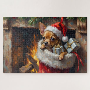 Chihuahua-hond Kerstkous Verrassings Kunst Legpuzzel