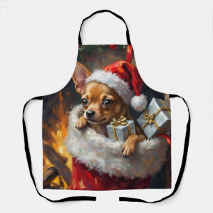 Chihuahua-hond Kerstkous Verrassings Kunst Schort