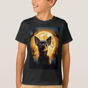 Chihuahua-hond Maan Silhouet Halloween Grappig Kwa T-shirt