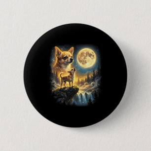 Chihuahua-hond maanverlichte nacht kunst chihuahua ronde button 5,7 cm