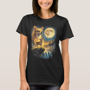 Chihuahua-hond maanverlichte nacht kunst Chihuahua T-shirt