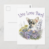Chihuahua Hond Mam Bloemen Briefkaart (Voorkant / Achterkant)