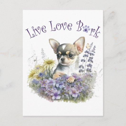 Chihuahua Hond Mam Bloemen Briefkaart (Voorkant)