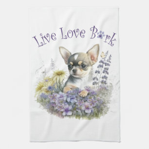 Chihuahua Hond Mam Bloemen Theedoek