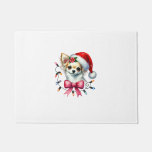 Chihuahua Hond Met Coquette Boog Kerst Matching Deurmat