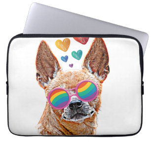 Chihuahua-hond met harten Valentijnsdag  Laptop Sleeve
