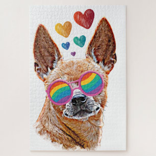 Chihuahua-hond met harten Valentijnsdag Legpuzzel