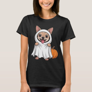 Chihuahua-hond met witte spookkostuum hond t-shirt
