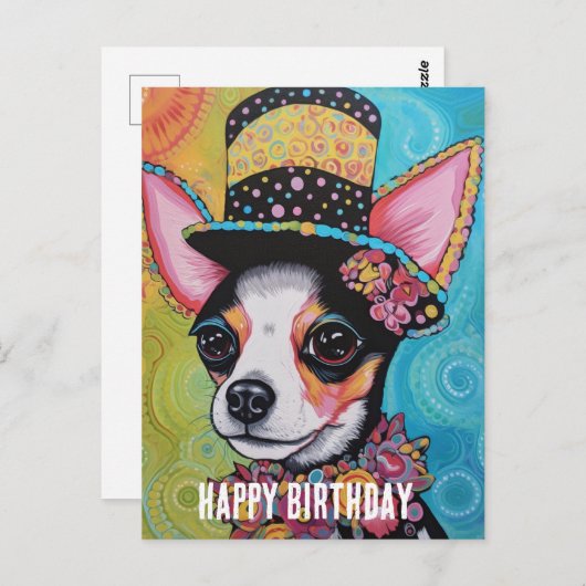 Chihuahua-hond mixed media verjaardagscollage briefkaart (Voorkant / Achterkant)
