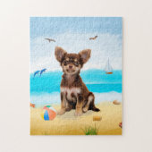 chihuahua-hond op het strand legpuzzel (Verticaal)