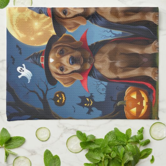 Chihuahua Hond Pompoen Halloween Grappig Theedoek (Gevouwen)