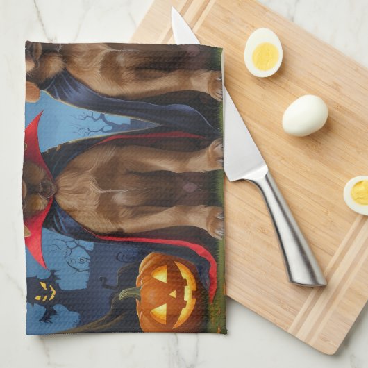 Chihuahua Hond Pompoen Halloween Grappig Theedoek (Quarter Fold)