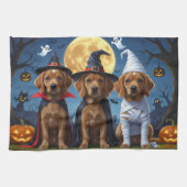 Chihuahua Hond Pompoen Halloween Grappig Theedoek (Horizontaal)