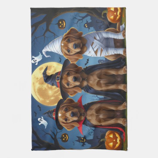 Chihuahua Hond Pompoen Halloween Grappig Theedoek (Verticaal)