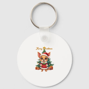 Chihuahua Hond Prettig Kerstfeest Sleutelhanger