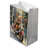 Chihuahua Hond Rijden Motorfiets Kerstmis Medium Cadeauzakje (Achterkant Gekanteld)