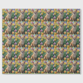 Chihuahua Hond Spring Bloemen Schilderen Cadeaupapier (Vlak)