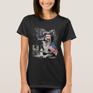 Chihuahua Hond Vader Patriottische Amerikaanse Vla T-shirt