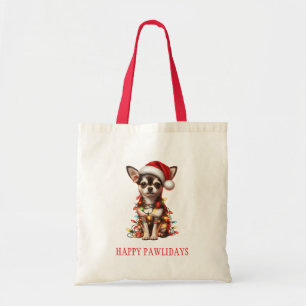 Chihuahua Hond verstrikt in kerstverlichting Tote Bag