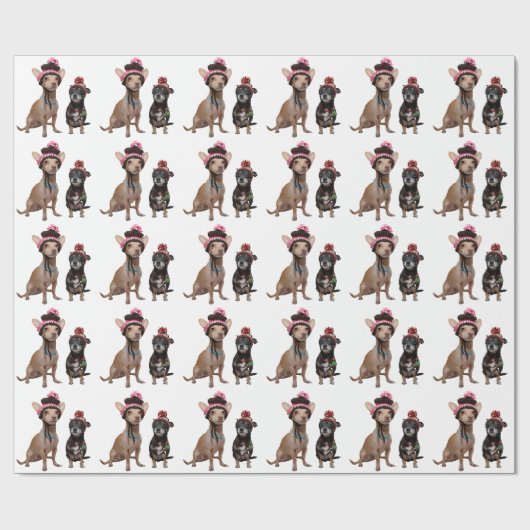 Chihuahua-honden in petten cadeaupapier (Vlak)