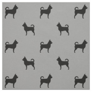 Chihuahua Hondenras Silhouetten Grijs en Zwart Stof