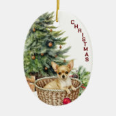 Chihuahua Hondenrieten mand Kerstmis Keramisch Ornament (Voorkant)