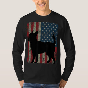 Chihuahua Hondensilhouet Amerikaanse Vlag 4e T-shirt