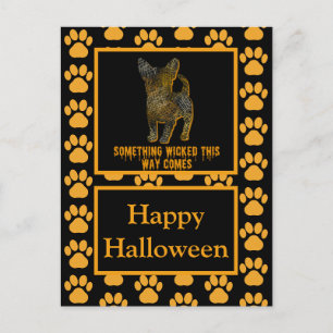 Chihuahua Hondensilhouet Leuk Sinaasappel Hallowee Briefkaart