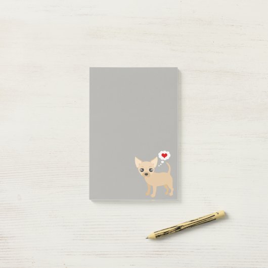 Chihuahua houdt van rood hart post-it® notes (Op bureau)