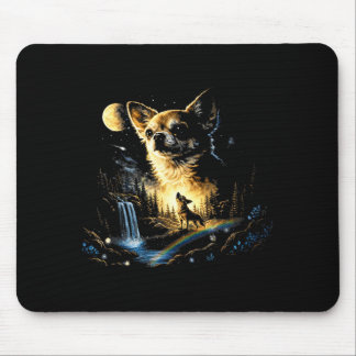 Chihuahua howling to the moon vintage funny muismat