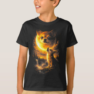 Chihuahua huilt naar de maan grappige hond vintage t-shirt