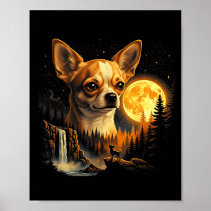 Chihuahua Huilt Naar De Maan Vintage Grappige Chih Poster