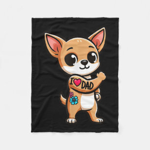 Chihuahua I Love Dad Funny Dog Tattoo _1 Fleece Deken