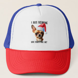 Chihuahua Ik ben gewoon dol op Kerstmis OK Trucker Pet