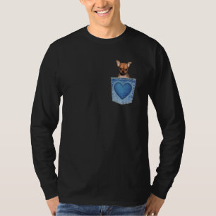 Chihuahua in bluejean zak met hart hond delig t-shirt