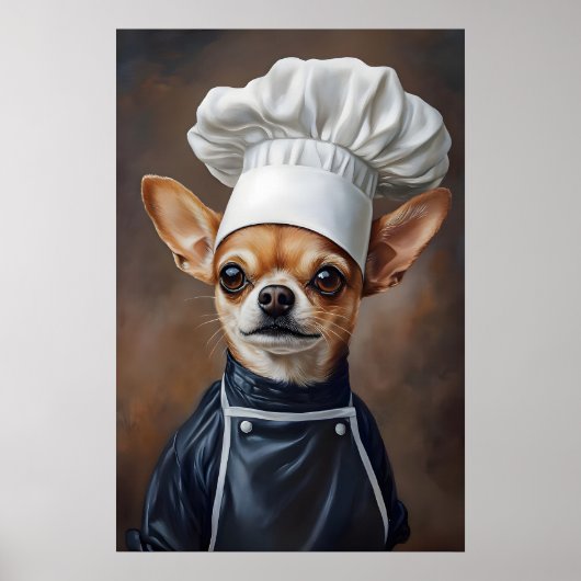Chihuahua In Chefs Hat Poster, Pet Poster (Devant)