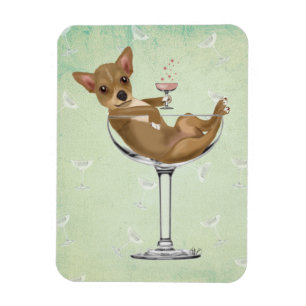 Chihuahua in Cocktail Glass Magneet