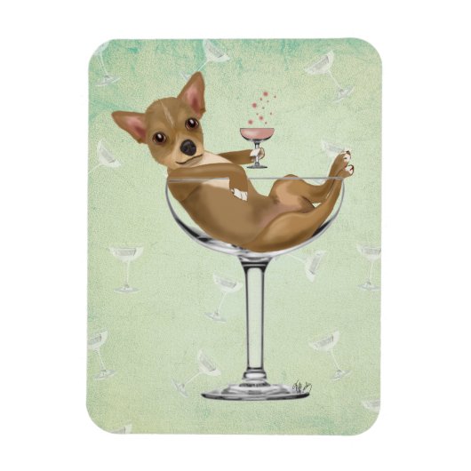 Chihuahua in Cocktail Glass Magneet (Verticaal)