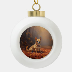 Chihuahua in de herfst laat Herfst inspireren Keramische Bal Ornament