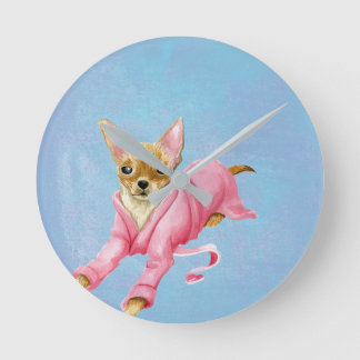 Chihuahua in een Bathrobe Dog Wall klok