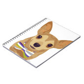 Chihuahua in een kom op een witte achtergrond notitieboek (Linkerzijde)