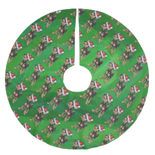 Chihuahua in Santa Hat Pattern on Green Kerstboom Rok