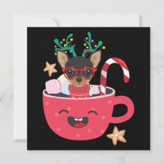 Chihuahua in theepot Kerstvakantie Notitiekaartje